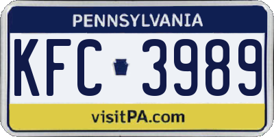PA license plate KFC3989