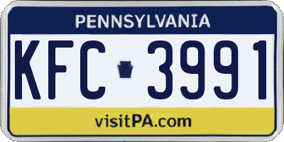 PA license plate KFC3991