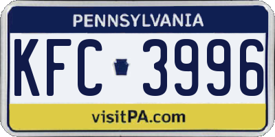 PA license plate KFC3996
