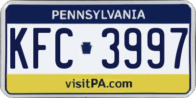 PA license plate KFC3997