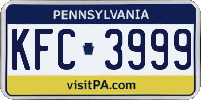 PA license plate KFC3999
