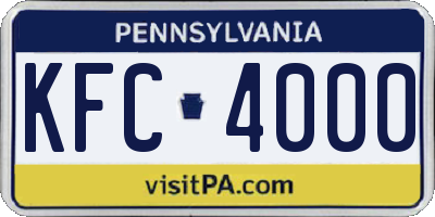 PA license plate KFC4000