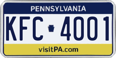 PA license plate KFC4001