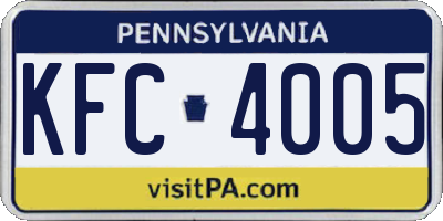 PA license plate KFC4005