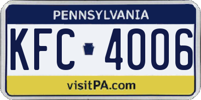 PA license plate KFC4006