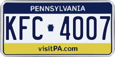 PA license plate KFC4007