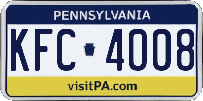 PA license plate KFC4008