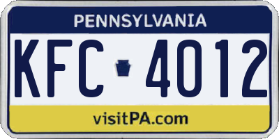 PA license plate KFC4012