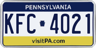 PA license plate KFC4021
