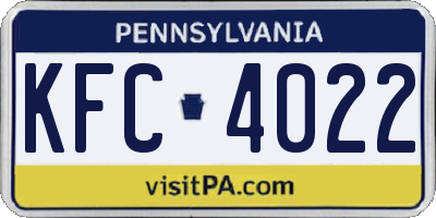 PA license plate KFC4022