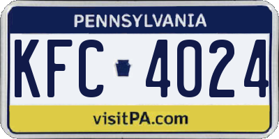 PA license plate KFC4024