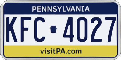 PA license plate KFC4027