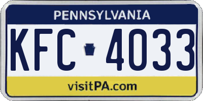PA license plate KFC4033