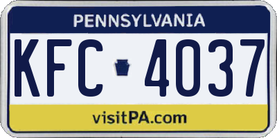 PA license plate KFC4037