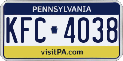 PA license plate KFC4038