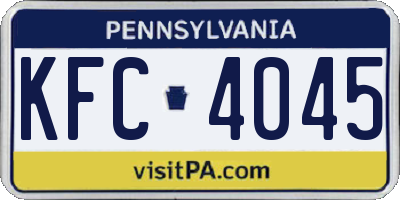 PA license plate KFC4045