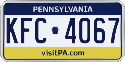 PA license plate KFC4067