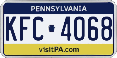 PA license plate KFC4068