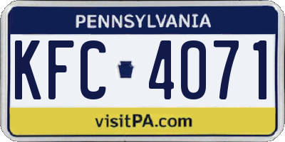 PA license plate KFC4071