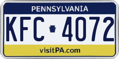 PA license plate KFC4072
