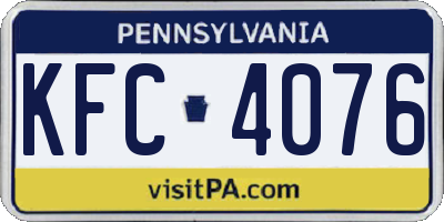 PA license plate KFC4076