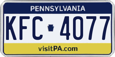 PA license plate KFC4077