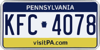 PA license plate KFC4078
