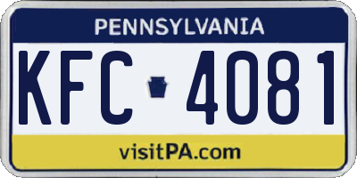 PA license plate KFC4081