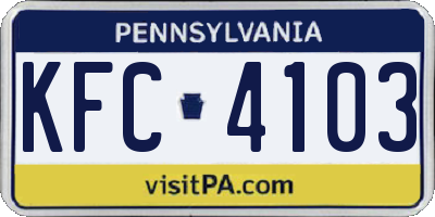 PA license plate KFC4103