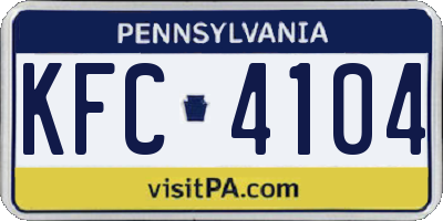 PA license plate KFC4104