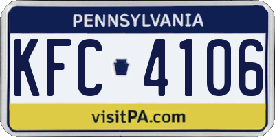 PA license plate KFC4106