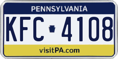 PA license plate KFC4108