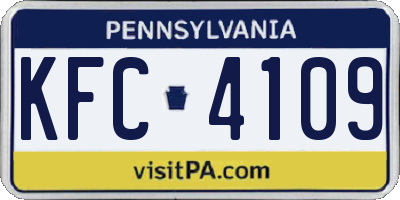 PA license plate KFC4109