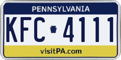 PA license plate KFC4111