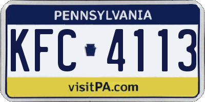 PA license plate KFC4113