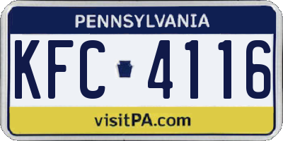 PA license plate KFC4116