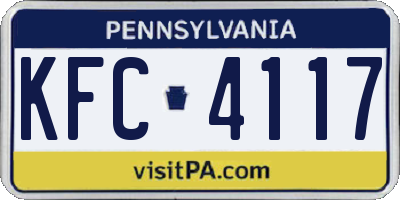 PA license plate KFC4117