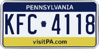 PA license plate KFC4118