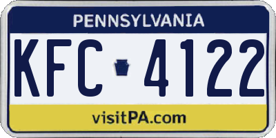 PA license plate KFC4122