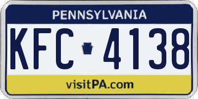 PA license plate KFC4138