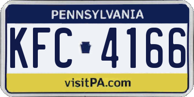 PA license plate KFC4166