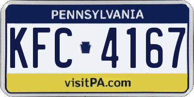 PA license plate KFC4167