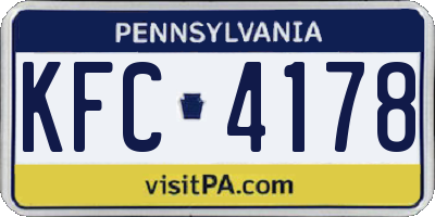 PA license plate KFC4178