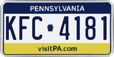PA license plate KFC4181