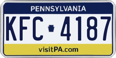 PA license plate KFC4187