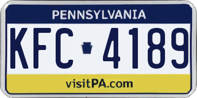 PA license plate KFC4189