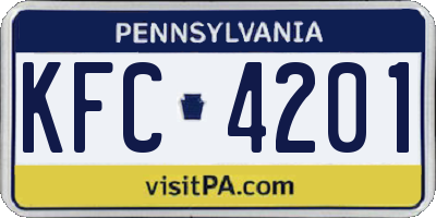 PA license plate KFC4201