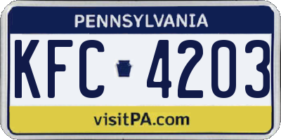 PA license plate KFC4203