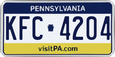 PA license plate KFC4204