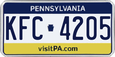 PA license plate KFC4205